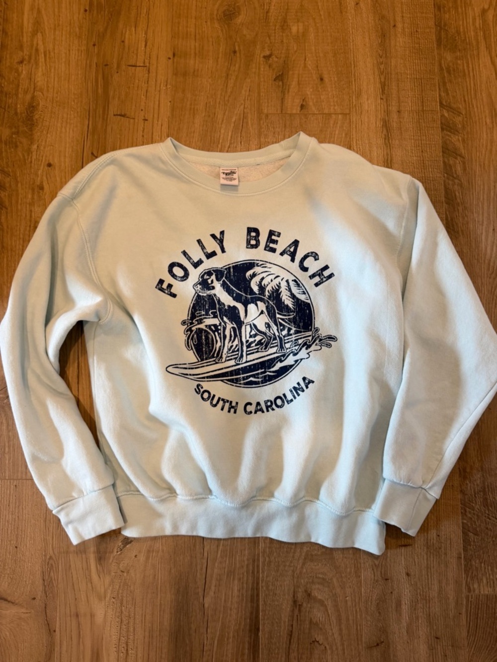 Folly Beach South Carolina Light Blue Graphic Sweatshirt